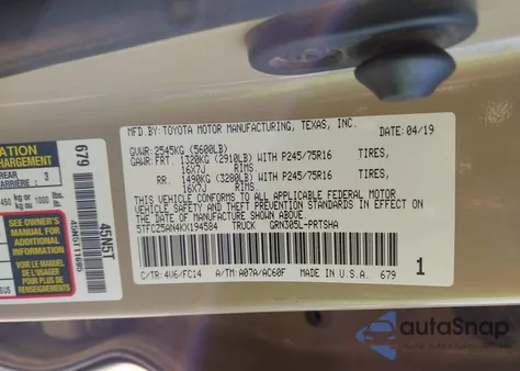 2019 Toyota Tacoma Sr5 V6 z USA, uszkodzony, nr VIN 5TFCZ5AN4KX194584